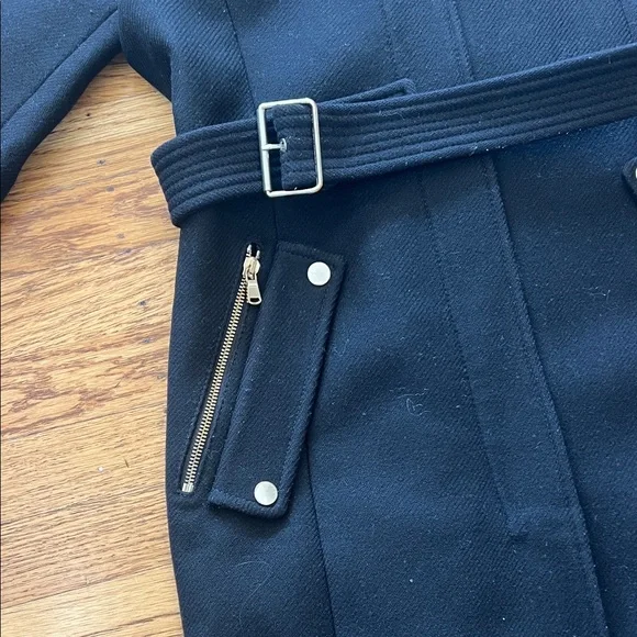 Zara Black Belted Winter Coat - Picture 2 of 6